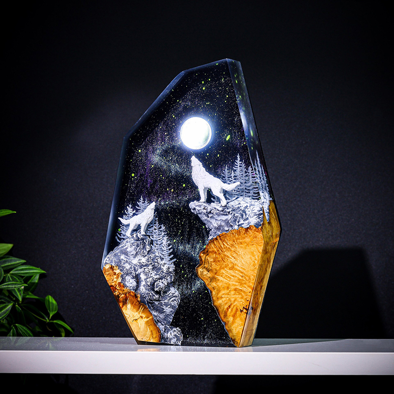 Resin Art Baby - Lámpara de Mesa de Resina con